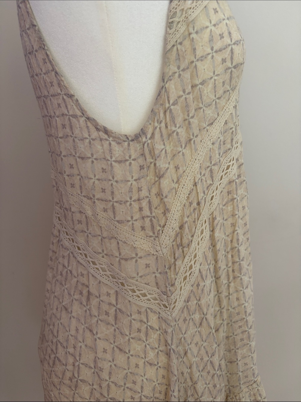 Free People Beige Crochet V-Neck Swing Dress - Picture 9 of 10